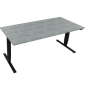 Sitz-Steh-Schreibtisch, elektrisch h&ouml;henverstellbar, 62,5-128,5cm (H), 180x80cm (BxT), rechteckig, beton hell / anthrazit metall