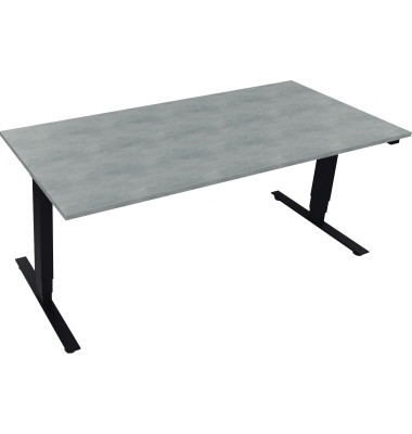 Sitz-Steh-Schreibtisch, elektrisch h&ouml;henverstellbar, 62,5-128,5cm (H), 180x80cm (BxT), rechteckig, beton hell / anthrazit metall