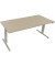 Sitz-Steh-Schreibtisch, elektrisch höhenverstellbar, 62,5-128,5cm (H), 180x80cm (BxT), rechteckig, eiche natur / silberaluminium