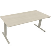 Sitz-Steh-Schreibtisch, elektrisch höhenverstellbar, 62,5-128,5cm (H), 180x80cm (BxT), rechteckig, akazie hell / silber