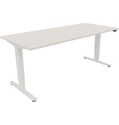 Sitz-Steh-Schreibtisch, elektrisch h&ouml;henverstellbar, 62,5-128,5cm (H), 180x80cm (BxT), rechteckig, wei&szlig; / wei&szlig;
