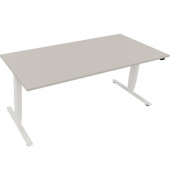 Sitz-Steh-Schreibtisch, elektrisch höhenverstellbar, 62,5-128,5cm (H), 180x80cm (BxT), rechteckig, lichtgrau / weiß