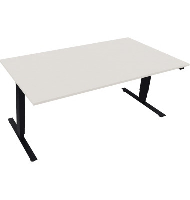 Sitz-Steh-Schreibtisch, elektrisch h&ouml;henverstellbar, 62,5-128,5cm (H), 180x90cm (BxT), rechteckig, wei&szlig; / anthrazit metallic