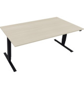 Sitz-Steh-Schreibtisch, elektrisch h&ouml;henverstellbar, 62,5-128,5cm (H), 180x90cm (BxT), rechteckig, akazie hell / anthrazit metal