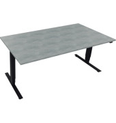 Sitz-Steh-Schreibtisch, elektrisch h&ouml;henverstellbar, 62,5-128,5cm (H), 180x90cm (BxT), rechteckig, beton hell / anthrazit metall
