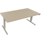 Sitz-Steh-Schreibtisch, elektrisch höhenverstellbar, 62,5-128,5cm (H), 180x90cm (BxT), rechteckig, eiche natur / silberaluminium