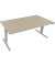 Sitz-Steh-Schreibtisch, elektrisch höhenverstellbar, 62,5-128,5cm (H), 180x90cm (BxT), rechteckig, eiche natur / silberaluminium