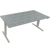 Sitz-Steh-Schreibtisch, elektrisch höhenverstellbar, 62,5-128,5cm (H), 180x90cm (BxT), rechteckig, beton hell / silberaluminium