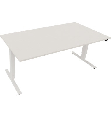Sitz-Steh-Schreibtisch, elektrisch h&ouml;henverstellbar, 62,5-128,5cm (H), 180x90cm (BxT), rechteckig, wei&szlig; / wei&szlig;