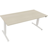 Sitz-Steh-Schreibtisch, elektrisch h&ouml;henverstellbar, 62,5-128,5cm (H), 180x90cm (BxT), rechteckig, akazie hell / wei&szlig;