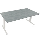 Sitz-Steh-Schreibtisch, elektrisch höhenverstellbar, 62,5-128,5cm (H), 180x90cm (BxT), rechteckig, beton hell / weiß