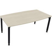 Besprechungstisch communication 810047272, höhenverstellbar 68-82cm (H), 180x80/90cm (BxT), Tonnenform, akazie hell / anthrazit metallic