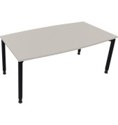 Besprechungstisch communication, h&ouml;henverstellbar 68-82cm (H), 180x80/90cm (BxT), Tonnenform, lichtgrau / anthrazit metallic