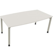 Besprechungstisch communication 810047301, höhenverstellbar 68-82cm (H), 180x80/90cm (BxT), Tonnenform, weiß / silber