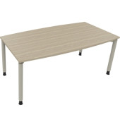 Besprechungstisch communication 810047371, höhenverstellbar 68-82cm (H), 180x80/90cm (BxT), Tonnenform, eiche natur / silber
