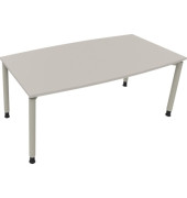 Besprechungstisch communication 810047381, höhenverstellbar 68-82cm (H), 180x80/90cm (BxT), Tonnenform, lichtgrau / silber