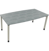 Besprechungstisch communication, h&ouml;henverstellbar 68-82cm (H), 180x80/90cm (BxT), Tonnenform, beton hell / silber