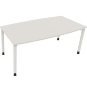 Besprechungstisch communication, h&ouml;henverstellbar 68-82cm (H), 180x80/90cm (BxT), Tonnenform, wei&szlig; / wei&szlig;