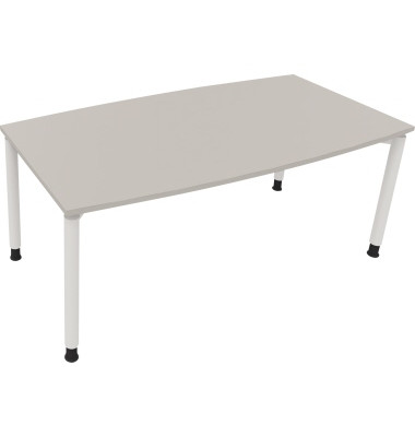 Besprechungstisch communication 810047481, höhenverstellbar 68-82cm (H), 180x80/90cm (BxT), Tonnenform, lichtgrau / weiß