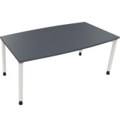 Besprechungstisch communication, h&ouml;henverstellbar 68-82cm (H), 180x80/90cm (BxT), Tonnenform, lavagrau / wei&szlig;