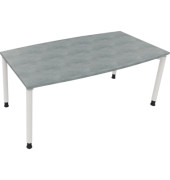 Besprechungstisch communication 810047483, höhenverstellbar 68-82cm (H), 180x80/90cm (BxT), Tonnenform, beton hell / weiß