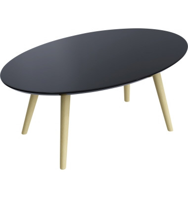 Beistelltisch Scandi TBS85.23.01, 35cm (H), 85x50cm (BxT), oval, schwarz / buche