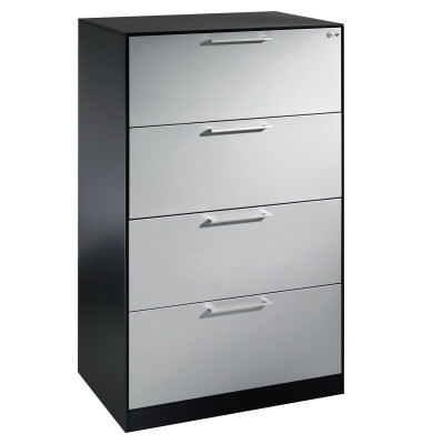 H&auml;ngeregistraturschrank 146223412S10072 Asisto, schwarzgrau/lichtgrau, 4 Schubladen, 2-bahnig