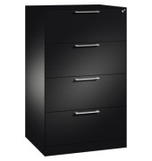 H&auml;ngeregistraturschrank 146223412S10071 Asisto, schwarzgrau, 4 Schubladen, 2-bahnig