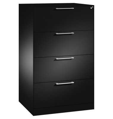 H&auml;ngeregistraturschrank 146223412S10071 Asisto, schwarzgrau, 4 Schubladen, 2-bahnig