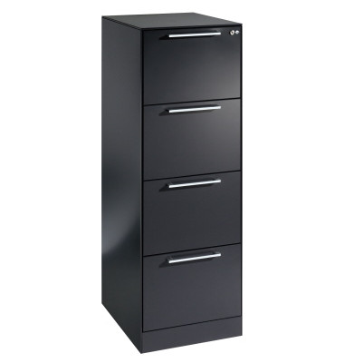 H&auml;ngeregistraturschrank 146225411S10038 Asisto, schwarzgrau, 4 Schubladen, 1-bahnig