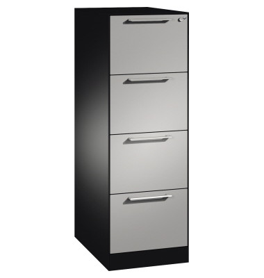 H&auml;ngeregistraturschrank 146225411S10049 Asisto, /schwarzgrau/wei&szlig;aluminium, 4 Schubladen, 1-bahnig