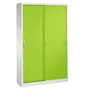 Schiebet&uuml;renschrank Acurado 204000S10213, abschlie&szlig;bar, 5 OH, gr&uuml;n/lichtgrau, 120x195x40cm (BxHxT)