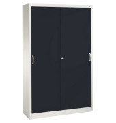 Schiebet&uuml;renschrank Acurado 204000S10185, abschlie&szlig;bar, 5 OH, schwarzgrau/lichtgrau, 120x195x40cm (BxHxT)