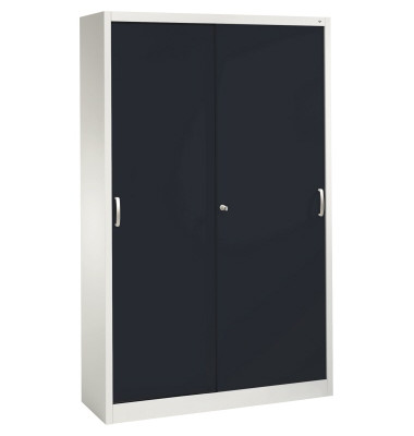 Schiebet&uuml;renschrank Acurado 204000S10185, abschlie&szlig;bar, 5 OH, schwarzgrau/lichtgrau, 120x195x40cm (BxHxT)