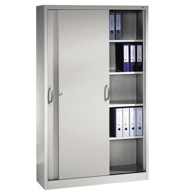 Schiebet&uuml;renschrank Acurado 204000S10175, abschlie&szlig;bar, 5 OH, wei&szlig;aluminium, 120x195x40cm (BxHxT)