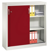 Schiebet&uuml;renschrank Acurado 20471200S10098, abschlie&szlig;bar, 3 OH, rubinrot/lichtgrau, 120x120x40cm (BxHxT)