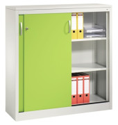 Schiebet&uuml;renschrank Acurado 20471200S10296, abschlie&szlig;bar, 3 OH, clowngr&uuml;n/lichtgrau, 120x120x40cm (BxHxT)