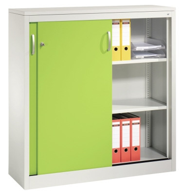 Schiebet&uuml;renschrank Acurado 20471200S10296, abschlie&szlig;bar, 3 OH, clowngr&uuml;n/lichtgrau, 120x120x40cm (BxHxT)