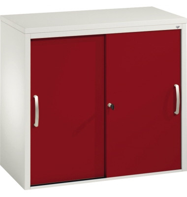 Schiebet&uuml;renschrank Acurado 572200S10095, abschlie&szlig;bar, 2 OH, rubinrot/lichtgrau, 80x72x40cm (BxHxT)