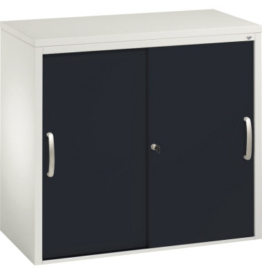 Schiebet&uuml;renschrank Acurado 572200S10124, abschlie&szlig;bar, 2 OH, schwarzgrau/lichtgrau, 80x72x40cm (BxHxT)