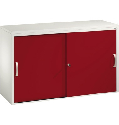 Schiebet&uuml;renschrank Acurado 572300S10112, abschlie&szlig;bar, 2x2 OH, rubinrot/lichtgrau, 120x72x40cm (BxHxT)