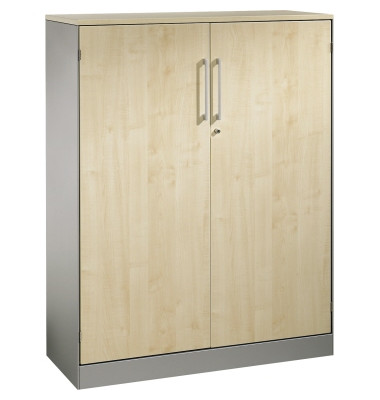 Aktenschranke Asisto 141032000S10004, abschlie&szlig;bar, 3 OH, wei&szlig;aluminium/ahorn, 100x131x43,5cm (BxHxT)