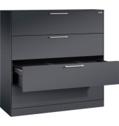 H&auml;ngeregistraturschrank 146021413S10118 Asisto, schwarzgrau, 4 Schubladen, 3-bahnig