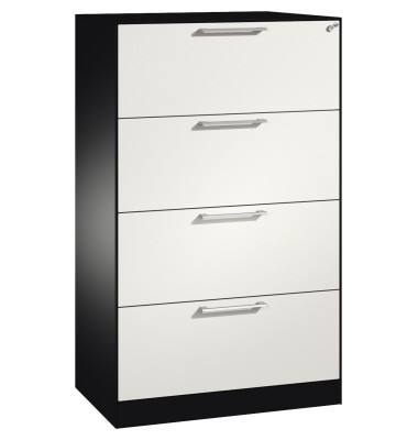 H&auml;ngeregistraturschrank 146023412S10148 Asisto, verkehrswei&szlig;/schwarz grau, 4 Schubladen, 2-bahnig