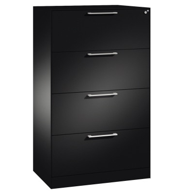 H&auml;ngeregistraturschrank 146023412S10106 Asisto, schwarzgrau, 4 Schubladen, 2-bahnig