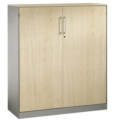 Aktenschrank Asisto 141012000S10001, abschlie&szlig;bar, 4 OH, wei&szlig;aluminium/ahorn, 100x163,5x43,5cm (BxHxT)
