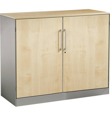 Aktenschrank Asisto 141052000S10000, abschlie&szlig;bar, 2 OH, wei&szlig;aluminium/ahorn, 100x91,5x43,5cm (BxHxT)