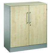 Aktenschrank Asisto 141053000S10052, abschlie&szlig;bar, 2 OH, wei&szlig;aluminium/ahorn, 80x91,5x43,5cm (BxHxT)