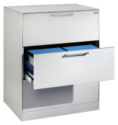 H&auml;ngeregistraturschrank 146243312S10009 Asisto, lichtgrau, 3 Schubladen, 2-bahnig