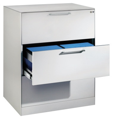 H&auml;ngeregistraturschrank 146243312S10009 Asisto, lichtgrau, 3 Schubladen, 2-bahnig